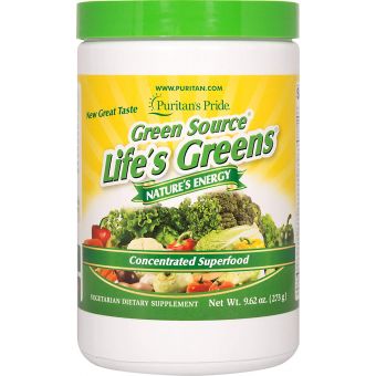 Суперфуд, Green Source Life's Greens, Puritan's Pride, порошок, 273 г