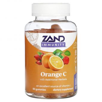 Вітамін С з ацеролом та шипшиною, Orange C Gummies, Acerola &amp; Rose Hips, Immune Boost, Zand, 60 жувальних цукерок