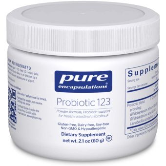 Пробиотики, поддержка здоровой микрофлоры кишечника, для детей, Probiotic 123, Pure Encapsulations, 60 гр.