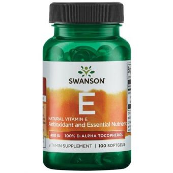 Вітамін Е, Vitamin E Natural, Swanson, 400 МО (268 мг), 100 гелевих капсул