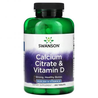 Кальцій цитрат і вітамін Д, Calcium Citrate & Vitamin D, Swanson, 250 таблеток