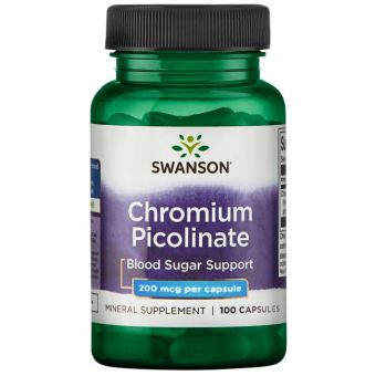 Хром піколінат, Chromium Picolinate, Swanson, 200 мкг, 100 капсул