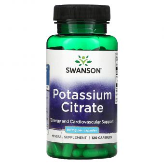 Калій цитрат, Ultra Potassium Citrate, Swanson, 99 мг, 120 капсул