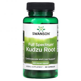 Кудзу корень, Kudzu Root, Swanson, полного спектра, 500 мг, 60 капсул