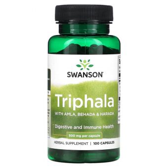 Трифала, Triphala, Swanson, с амлой, бехадой и харадой, 500 мг, 100 капсул