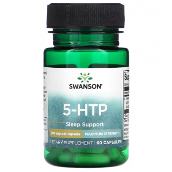 5-HTP (L-5-гідрокситриптофан, 5-HTP, Swanson, максимальна сила, 200 мг, 60 вегетаріанських капсул