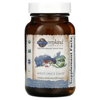 Мультивітаміни для чоловіків, Men&#39;s Once Daily, Garden of Life, MyKind Organics, 1 на день, 30 веганських пігулок