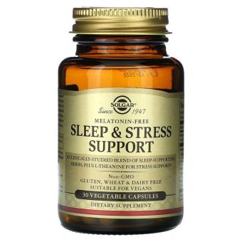 Підтримка сну та зниження стресу, Sleep & Stress Support, Solgar, 30 рослинних капсул