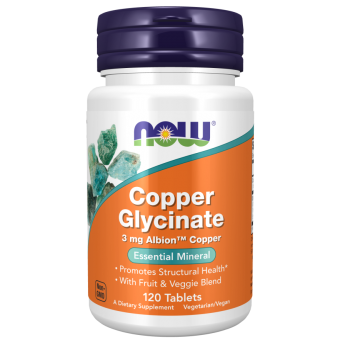 Меди глицинат, Copper Glycinate, Now Foods, 3 мг, 120 таблеток