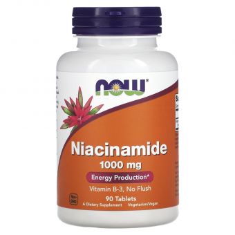 Ніацинамід, Niacinamide, Now Foods, 1000 мг, 90 таблеток