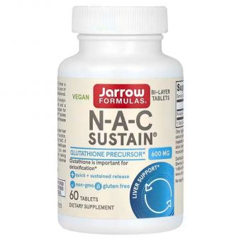 N-ацетил-L-цистеїн, NAC Sustain, Jarrow Formulas, 600 мг, 60 таблеток