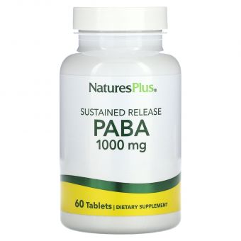 ПАБК, PABA, NaturesPlus, уповільненого вивільнення, 1000 мг, 60 таблеток