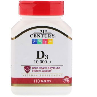 Вітамін Д3, Vitamin D3, 21st Century, 10 000 МО, 110 таблеток