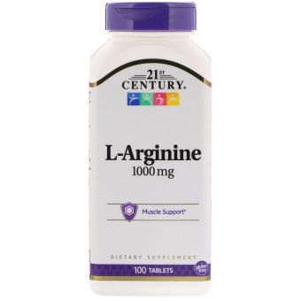 Аргінін, L-Arginine, 21st Century, 1000 мг, 100 таблеток