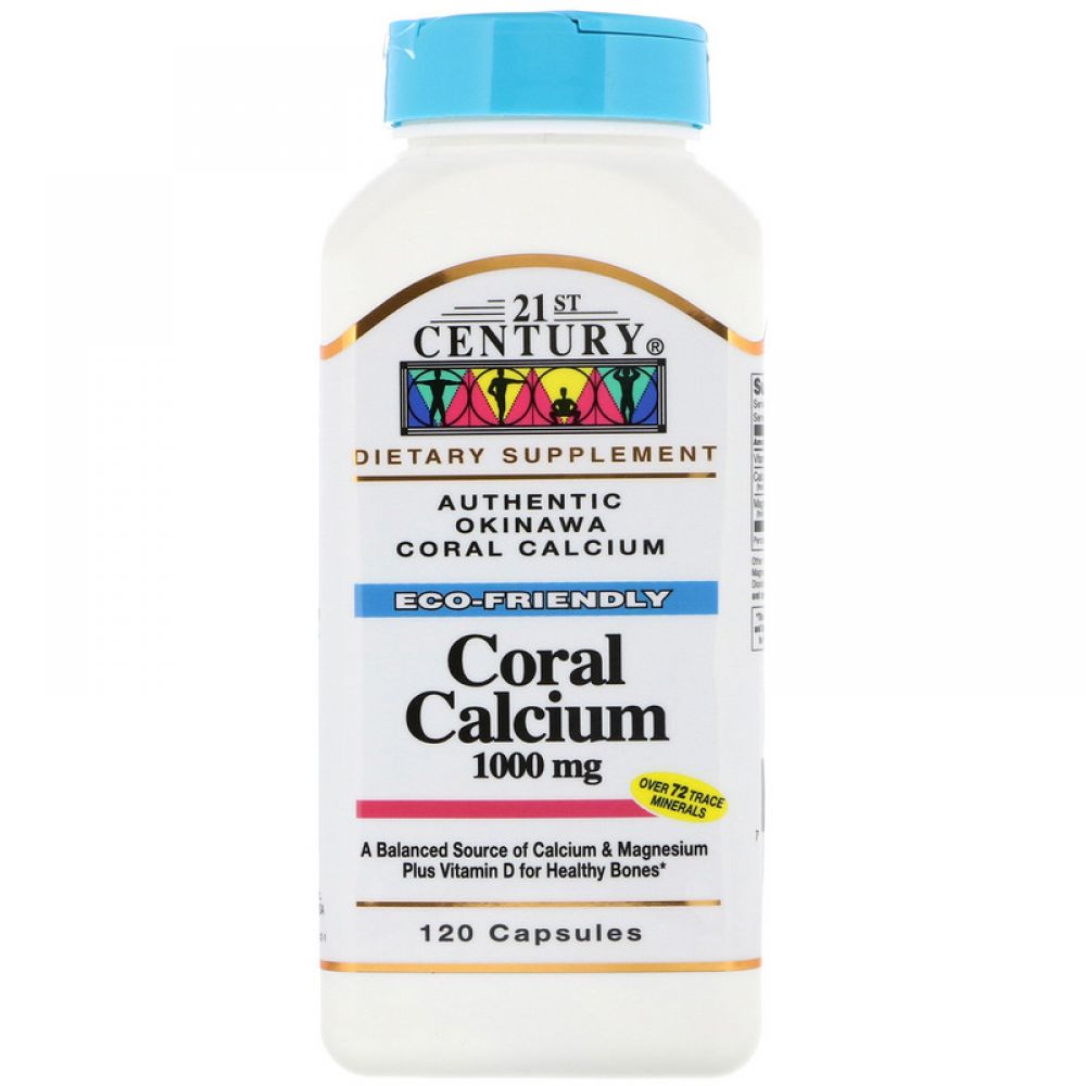 Коралловый кальций, Coral Calcium, 21st Century, 1000 мг, 120 капс.