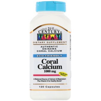 Коралловый кальций, Coral Calcium, 21st Century, 1000 мг, 120 капс.