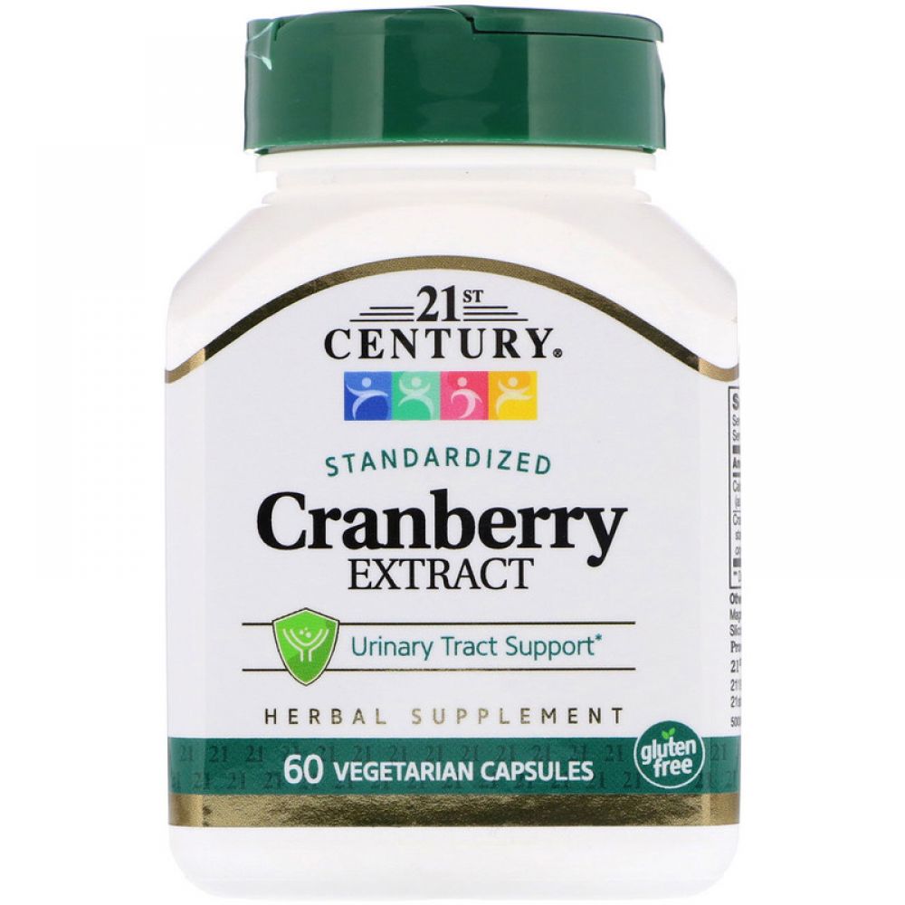 Экстракт клюквы, Cranberry, 21st Century, стандартизированный, 60 капсул