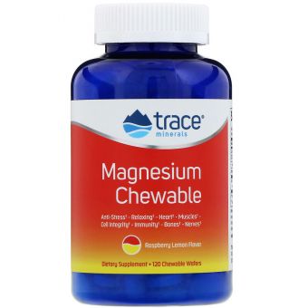 Магній жувальний зі смаком малини і лимона, Magnesium Chewable, Trace Minerals Research, 120 жувальних цукерок