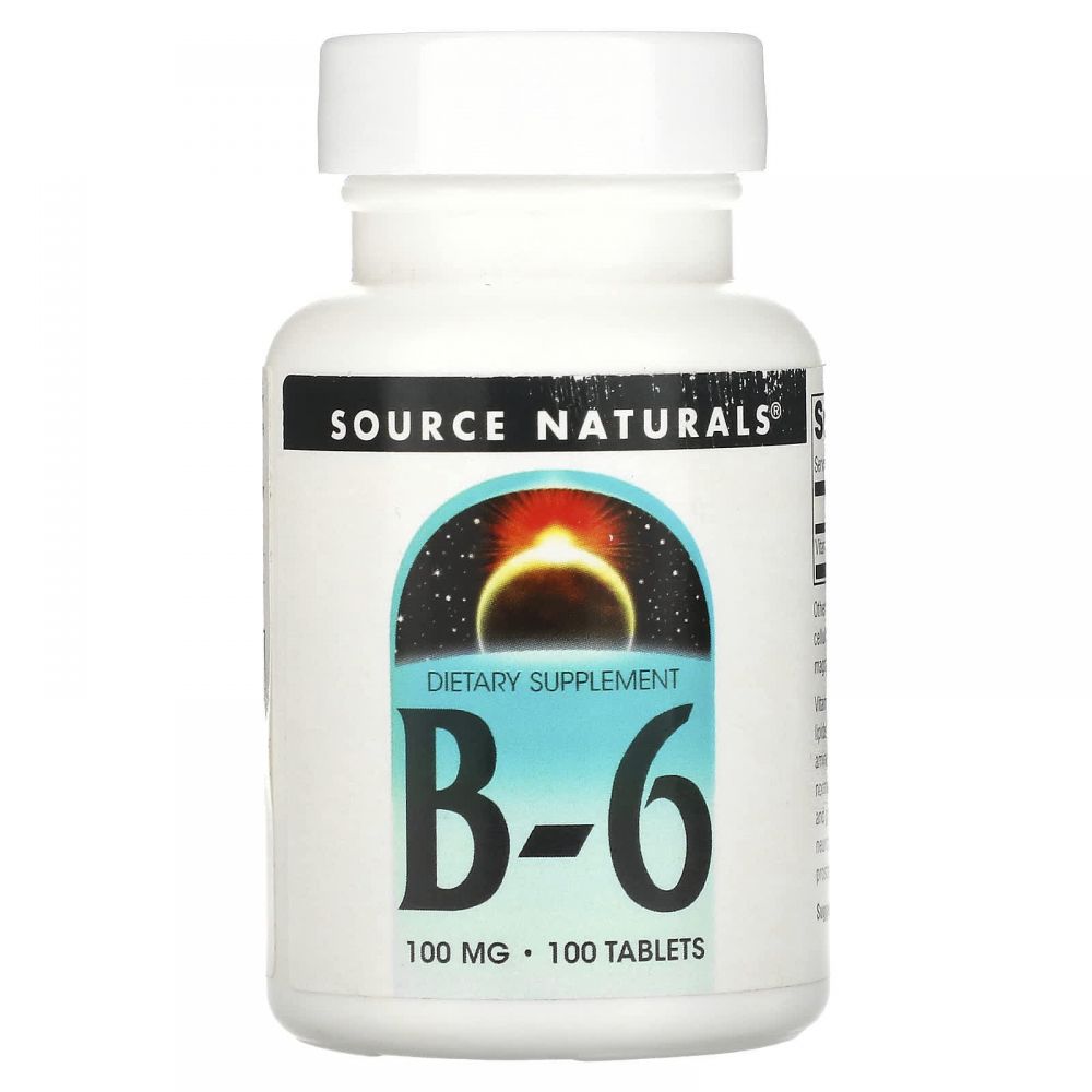 Вітамін В6, Vitamin B-6, Source Naturals, підтримка імунної системи, 100 мг, 100 таблеток