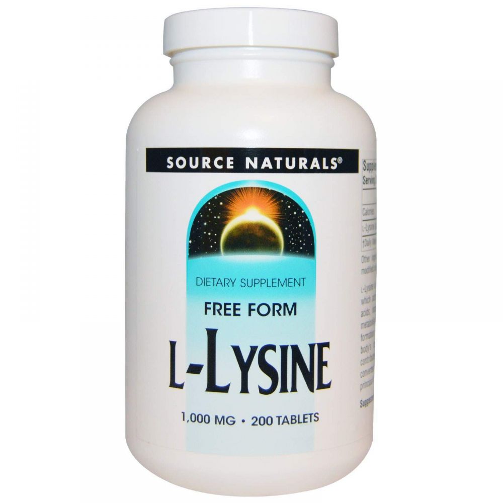 Лізин, L-Lysine, Source Naturals, 1000 мг, 200 таблеток