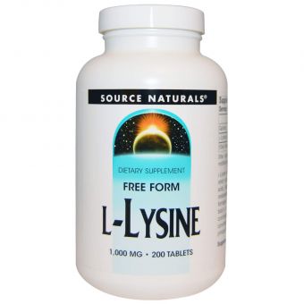 Лізин, L-Lysine, Source Naturals, 1000 мг, 200 таблеток