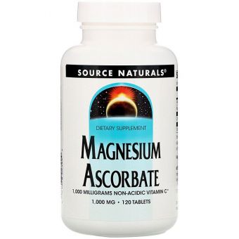 Магний аскорбат, Magnesium Ascorbate, Source Naturals, 1000 мг, 120 таблеток