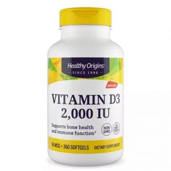 Витамин Д3 в масле МСТ, Vitamin D3 in MCT Oil, Healthy Origins, 2000 МЕ, 360 гелевых капсул