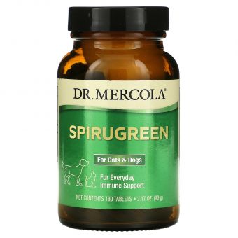 Імунний захист тварин, SpiruGreen, Dr. Mercola, для котів та собак, 180 таблеток (90 г)