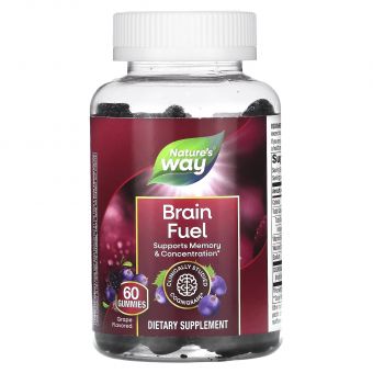 Підтримка пам'яті та концентрації, Brain Fuel, Nature's Way, смак винограду, 60 жувальних цукерок