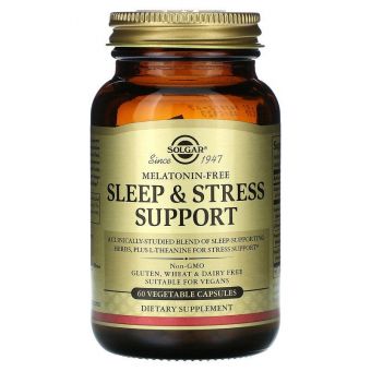 Підтримка сну та зниження стресу, Sleep & Stress Support, Solgar, 60 рослинних капсул