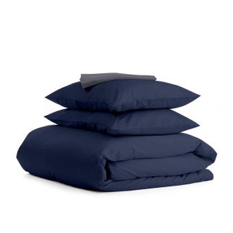 Семейный комплект постельного белья сатин DARK BLUE CS10