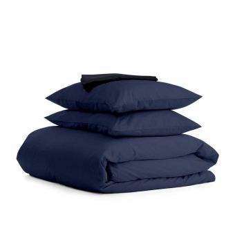 Семейный комплект постельного белья сатин DARK BLUE CS12