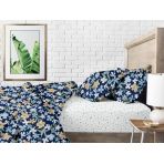 Полуторная постель с простыней на резинке BLUE FLOWERS