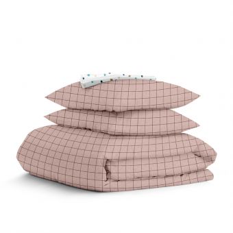 Двуспальная постель с простыней на резинке ROSE GEOMETRY CS17