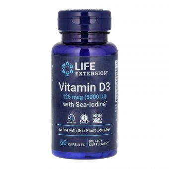 Vit D3 with Sea-Iodine™ 125 mcg (5000 IU) - 60 caps