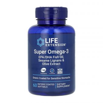 Super Omega-3 EPA/DHA Fish Oil Sesame Lignans & Olive Extract Enteric Coated  - 60 softgels