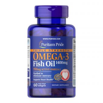 Triple Strength Omega-3 Fish Oil 1400mg - 60 softgels (Повреждена крышка)