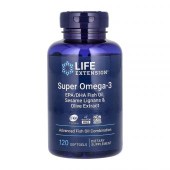 Super Omega-3 EPA/DHA Fish Oil Sesame Lignans & Olive Extract - 120 softgels