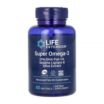 Super Omega-3 EPA/DHA Fish Oil Sesame Lignans & Olive Extract	- 60 softgels