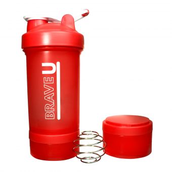 Shaker with containers 3 in 1 - 600ml Red