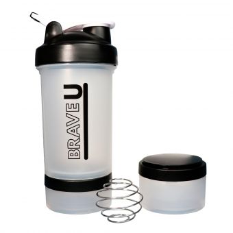 Shaker with containers 3 in 1 - 600ml Transparent