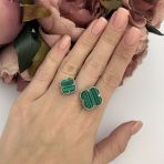 Серебряное кольцо Tiva с малахитом, вес изделия 4,71 гр (2099055) adjustable размер