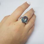 Серебряное кольцо Tiva с натуральным флюоритом 10.18ct, топазом белым, вес изделия 5,97 гр (2121626) 19 размер