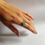 Серебряное кольцо Tiva с натуральным изумрудом 1.108ct, вес изделия 3,39 гр (2127581) 17 размер