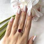 Серебряное кольцо Tiva с натуральным рубином 4.407ct, вес изделия 2,47 гр (2152934) 18 размер