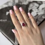 Серебряное кольцо Tiva с натуральным рубином 7.546ct, вес изделия 4,64 гр (2153092) 18 размер