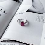 Серебряное кольцо Tiva с натуральным рубином 4.015ct, вес изделия 3,21 гр (2157977) 18 размер