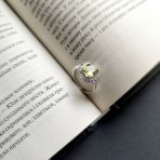 Серебряное кольцо Tiva с Натуральным зеленим кварцем 2.922ct, фианитами, вес изделия 3,41 гр (2162094) 17.5 размер