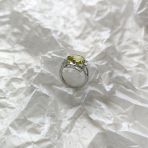 Серебряное кольцо Tiva с Натуральным зеленим кварцем 5.04ct, фианитами, вес изделия 5,11 гр (2162193) 17.5 размер