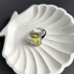 Серебряное кольцо Tiva с Натуральным зеленим кварцем 14.86ct, фианитами, вес изделия 8,17 гр (2162285) 18 размер